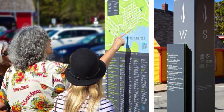 people viewing wayfinding map